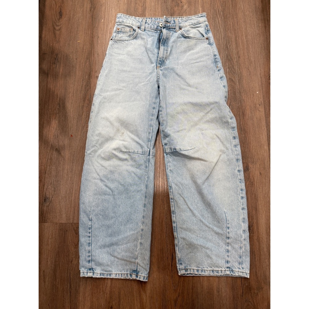 ZARA Wide Leg Light Wash Denim Jeans Womens EUR 34 USA 2‎